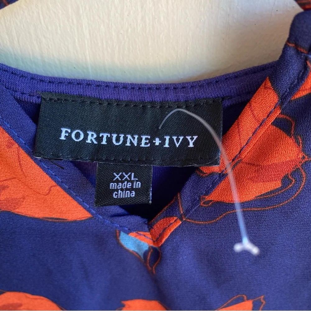 Orange and Blue  Tank Top with Criss-Cross Front Detail - Picture 2 of 8
